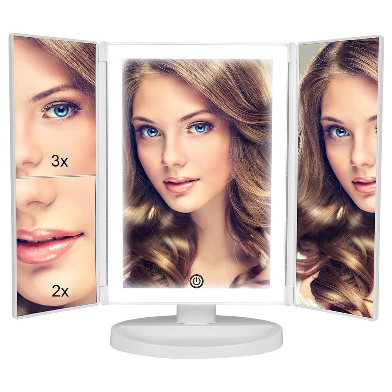 Rechargeable Tri-Fold LED Makeup Vanity Mirror ā Portable Lighted Cosmetic Mirror with Magnification & Adjustable Brightness | 3 Light Modes